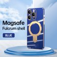 thumbnail image 1 of Designed for iPhone 12 Pro Max Case, with 360° Rotatable Magnetic Invisible Stand [Compatible with MagSafe] Gold Plating Edge Soft TPU Shockproof Protective Case for Women Men - Blue, 1 of 9
