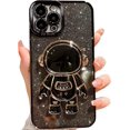 thumbnail image 1 of Designed for iPhone 12 Pro Max Glitter Case Luxury Plating Astronaut Hidden Stand Case, Cute 3D Kickstand, Bling Slim Thin Shockproof for Women Girls Protective Clear Phone Cover Case, Black, 1 of 7