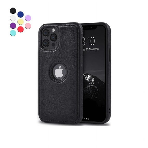 Designed for iPhone 12 Pro Max Leather Case, Heavy-Duty Tough Rugged Lightweight Slim Shockproof Protective Case for iPhone 12 Pro Max, Black - By Entronix