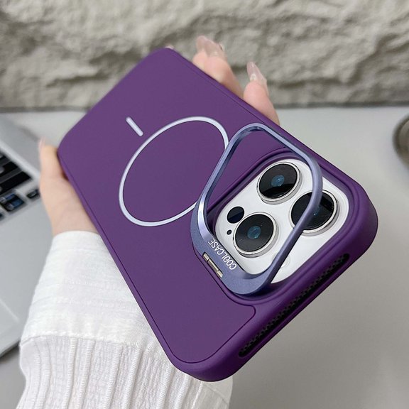 Designed For iPhone 12 Pro Max Phone Case,Built-in Contractile Lens Ring Kickstand,[Compatible with Mag-safe],Shockproof Anti-Scratch Protective Ultra Slim Thin Fit Phone Case Cover,Darkpurple