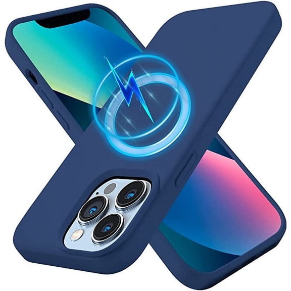 Designed for iPhone 12 Pro Max Silicone Magnetic Case, Magnetic Compatible Back Cover Soft Silicone, Slim fit Shockproof Case for iPhone 12 Pro Max, Navy