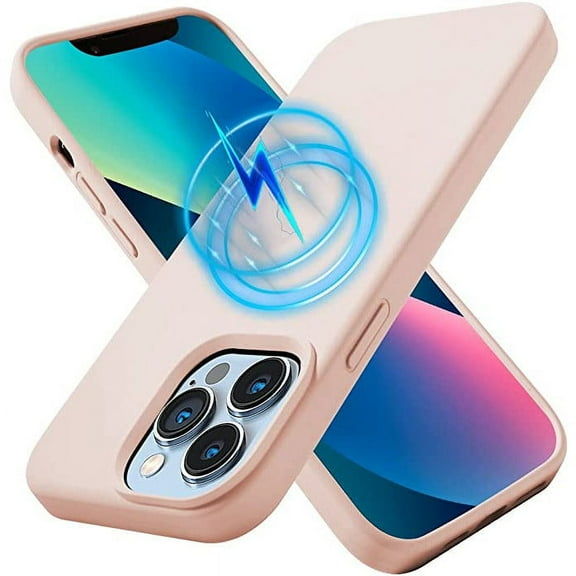 Designed for iPhone 12 Pro Max Silicone Magnetic Case, Magnetic Compatible Back Cover Soft Silicone, Slim fit Shockproof Case for iPhone 12 Pro Max, Rose Gold