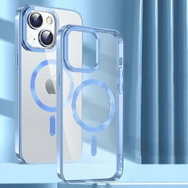 Designed for iPhone 13 Case,Compatible with MagSafe,Thin Slim Transparent Non Yellowing, Hybrid Soft Silicone Bumper & Hard Plastic Protective Cover for Women Men Girls, Blue