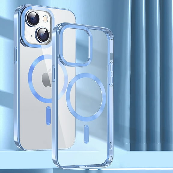 Designed for iPhone 13 Case,Compatible with MagSafe,Thin Slim Transparent Non Yellowing, Hybrid Soft Silicone Bumper & Hard Plastic Protective Cover for Women Men Girls, Blue
