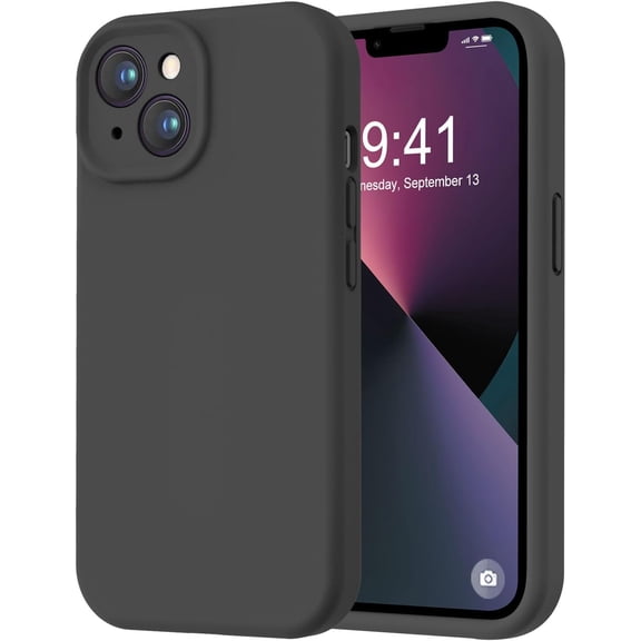 Designed for iPhone 13 Case, Premium Silicone with [Camera Protection] [Soft Anti-Scratch Microfiber Lining] Shockproof Protective Phone Case for iPhone 13 Women Men Girls 6.1", Black