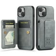 thumbnail image 1 of Designed for iPhone 13 Case Wallet with RFID Blocking Card Holder PU Leather Credit Card Slots Cash Pocket Phone Cases for Men Women Back Flip Magnetic Clasp Protective Cover,Gray, 1 of 9