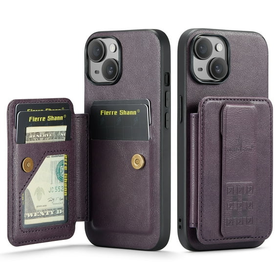 Designed for iPhone 13 Case Wallet with RFID Blocking Card Holder PU Leather Credit Card Slots Cash Pocket Phone Cases for Men Women Back Flip Magnetic Clasp Protective Cover,Purple