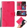 thumbnail image 1 of Designed for iPhone 13 Case, Wrist Strap Flip Kickstand PU Leather Wallet Case Cash Card Slots Holder, Protective Shockproof Pattern Women Cover for iPhone 13, Rose, 1 of 4