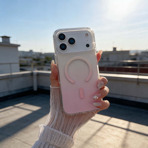 Designed For iPhone 13 Phone Case,Compatible with Mag-Safe,Crystal Gradient Transparent Back,Slim Thin Shockproof Anti-fall Drop Protection,Non-Slip Cute Slim Protective Phone Case,Pink