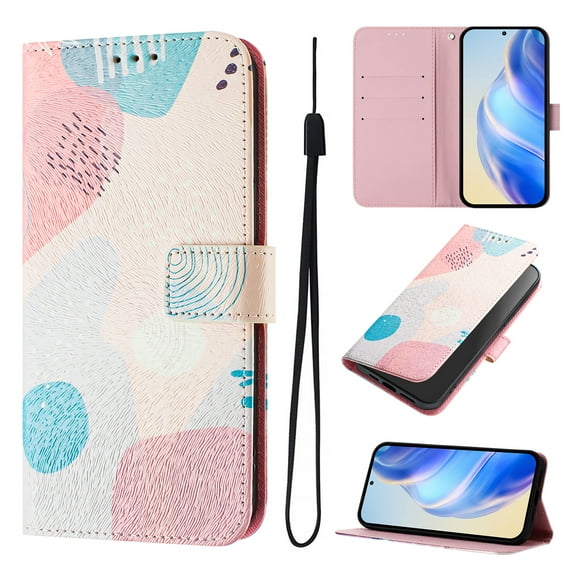 Designed for iPhone 13 Premium PU Leather Pattern Flip Wallet Case Cover, Card Slots & Kickstand Wrist Strap Magnetic Closure Protective Phone Case for iPhone 13, Graffiti Puzzle