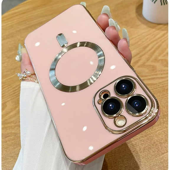 Designed for iPhone 13 Pro Case Compatible with MagSafe Built-in Camera Lens Protector Soft Slim Shockproof Silicone Magnetic Phone Case for iPhone 13 Pro 6.1" - Pink