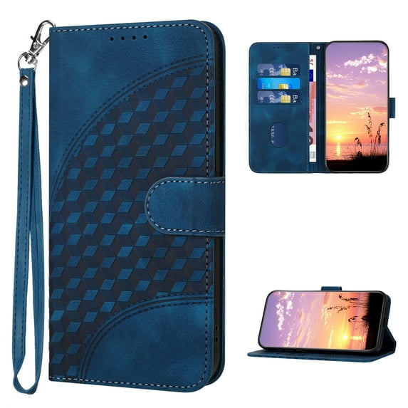 Designed for iPhone 13 Pro Case Wallet, Women Flip Folio Cover with Embossed PU Leather Stand Credit Card Holders Slots Wrist Strap Magnetic Closure Phone Case for iPhone 13 Pro, Lightblue