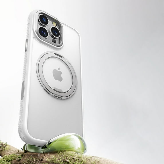 Designed For iPhone 13 Pro Magnetic Phone Case,360° Rotatable Ring Stand,Raised Camera Frame,Compatible with MagSafe,Shockproof Rugged Anti-fall Ultra Slim Phone Case Cover,White