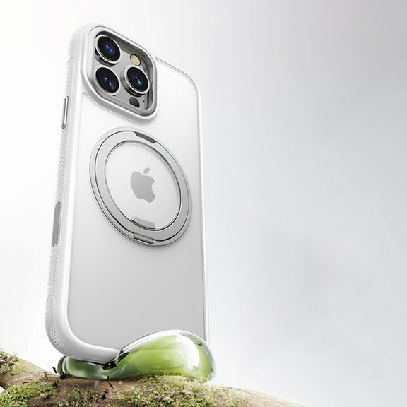 Designed For iPhone 13 Pro Magnetic Phone Case,360° Rotatable Ring Stand,Raised Camera Frame,Compatible with MagSafe,Shockproof Rugged Anti-fall Ultra Slim Phone Case Cover,White