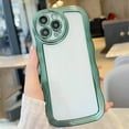 thumbnail image 1 of Designed for iPhone 13 Pro Max Case Curly Wave Frame Pattern for Women Girl Men, Luxury Plating with Full Camera Lens Protection Bumper for iPhone 13 Pro Max 6.7"-Green, 1 of 9