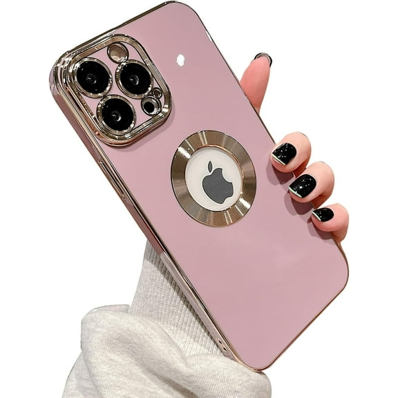 Designed for iPhone 13 Pro Max Case with Logo View, Plating Lens Camera Protector Trendy Shockproof Protective Soft Silicone Cover Case Compatible for iPhone 13 Pro Max 5G 6.7-inch (Purple)