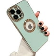 thumbnail image 1 of Designed for iPhone 13 Pro Max Case with Logo View, Plating Lens Camera Protector Trendy Shockproof Protective Soft Silicone Cover Case Compatible for iPhone 13 Pro Max 5G 6.7-inch (Green), 1 of 11