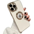 thumbnail image 1 of Designed for iPhone 13 Pro Max Case with Logo View, Plating Lens Camera Protector Trendy Shockproof Protective Soft Silicone Cover Case Compatible for iPhone 13 Pro Max 5G 6.7-inch (White), 1 of 6