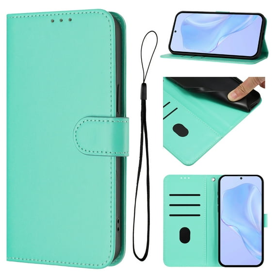Designed for iPhone 13 Pro Max Case Wallet, Women Men Flip Folio Cover with PU Leather Stand Credit Card Holders Slots Wrist Strap Magnetic Closure Phone Case for iPhone 13 Pro Max - Mint