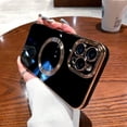 thumbnail image 1 of Designed for iPhone 13 Pro Max Case for Women & Girls [Compatible with MagSafe] Luxury Plating Gold Bumper Phone Cover Full Camera Protection Cover for iPhone 13 Pro Max 6.7 Inch-Black, 1 of 12