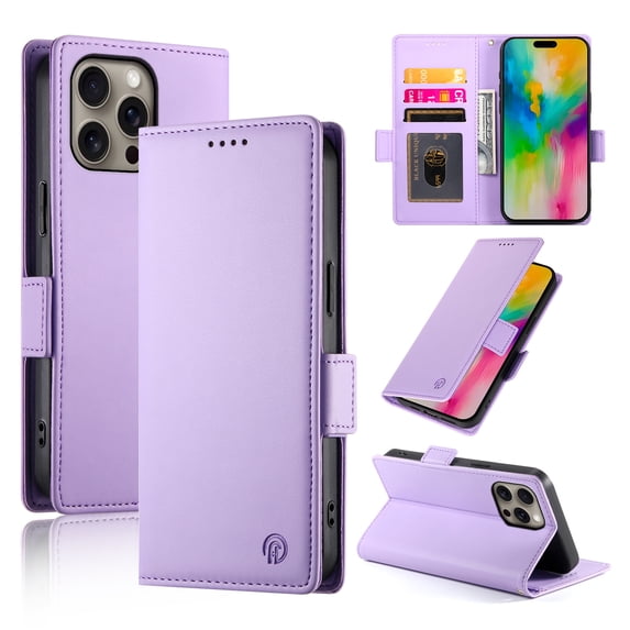 Designed for iPhone 13 Pro Max Wallet Case, with Card Slots Strong Magnetic Closure PU Leather Flip Fold Shockproof Kickstand Durable Purse Flip Case for iPhone 13 Pro Max - Purple