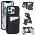 thumbnail image 1 of Designed for iPhone 13 Pro Phone Case,2-in-1 Magnetic Detachable Card Holder,With Card Slots,Back Flip Kickstand,Compatible with Mag-Safe,PU Leather Shockproof Wallet Phone Case,Black, 1 of 9