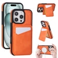 thumbnail image 1 of Designed for iPhone 13 Pro Phone Case,2-in-1 Magnetic Detachable Card Holder,With Card Slots,Back Flip Kickstand,Compatible with Mag-Safe,PU Leather Shockproof Wallet Phone Case,Orange, 1 of 8