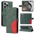 thumbnail image 1 of Designed for iPhone 13 Pro Wallet Case, [RFID Blocking] PU Leather Folio Kickstand [TPU Protective Interior Case], Magnetic Closure Card Slot with Hand Strap Shockproof Phone Cover,Green, 1 of 8