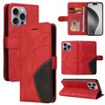 thumbnail image 1 of Designed for iPhone 13 Pro Wallet Case, [RFID Blocking] PU Leather Folio Kickstand [TPU Protective Interior Case], Magnetic Closure Card Slot with Hand Strap Shockproof Phone Cover,Red, 1 of 8