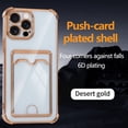 thumbnail image 1 of Designed for iPhone 13 Wallet Phone Case,Luxury Electroplated Bumper Design,With Card Slots,Shockproof Anti-Scratch Protective,Thin Slim Transparent Anti-fall Phone Case,Gold, 1 of 8