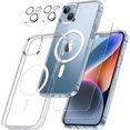 thumbnail image 1 of Designed for iPhone 14 Case Clear, with 2 x Screen Protector and Camera Lens Protector [Not Yellowing] Protective Magnetic Case for iPhone 14 6.1 inch-Clear, 1 of 13