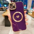 thumbnail image 1 of Designed for iPhone 14 Case Compatible with MagSafe Built-in Camera Lens Protector Shockproof Slim Silicone Magnetic Phone Case for iPhone 14 6.1"- Purple, 1 of 11