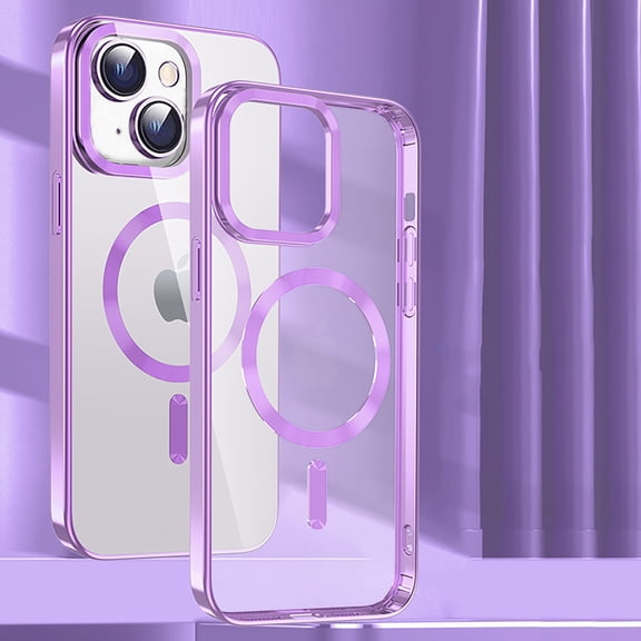 Designed for iPhone 14 Case,Compatible with MagSafe,Thin Slim Transparent Non Yellowing, Hybrid Soft Silicone Bumper & Hard Plastic Protective Cover for Women Men Girls, Lightpurple