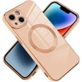 thumbnail image 1 of Designed for iPhone 14 Case for Women & Girls [Compatible with MagSafe] Luxury Plating Gold Bumper Phone Cover Full Camera Protection Cover for iPhone 14 6.1 Inch-Pink, 1 of 12