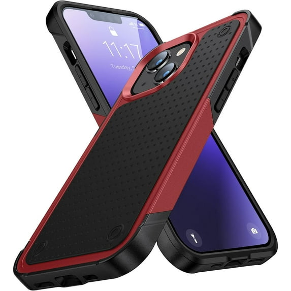 Designed for iPhone 14 Case iPhone 13 Case 2 in 1 Gift Militay Grade Drop Protective Rugged Heavy Duty Cover Shockproof Case for iPhone 14 Phone Case for Women Men boy Girl (Red+Black)