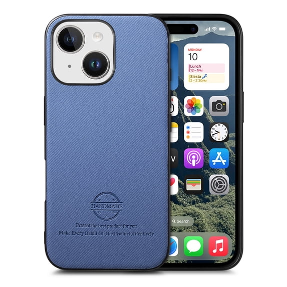 Designed for iPhone 14 Classic Case, Slim Leather Luxury Business PU Non-Slip Texture Grip Shockproof Bumper Protective Phone Cover Men Women For iPhone 14,Blue