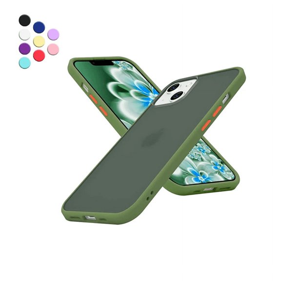 Entronix Shockproof Matte Case Designed for iPhone 14 with Soft TPU Bumper, Slim Case Green