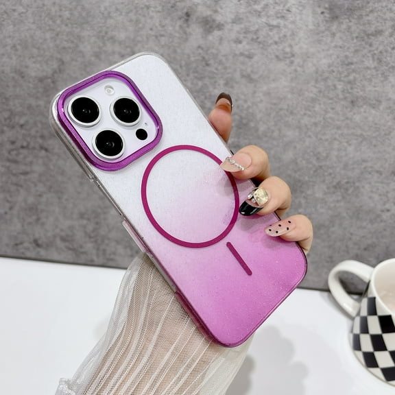 Designed for iPhone 14 Magnetic Phone Case,Luxury Sparkle Bling Gradient GlitterDesign,Compatible with Mag-Safe,Anti-Scratch Dust-Proof Shockproof Rugged Slim Clear Phone Case,Purple