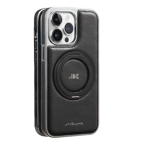 Designed for iPhone 14 PU Leather Case, [Compatible with MagSafe] with 360° Adjustable Magnetic Stand, Shockproof Back Slim Protective Phone Case for iPhone 14, Black