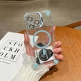 thumbnail image 1 of Designed For iPhone 14 Phone Case,With Camera Ring Kickstand,Four Corners Anti-fall,[Compatible with MagSafe] With Lens Film,Shockproof Rugged Transparent Phone Case Cover,Blue, 1 of 9