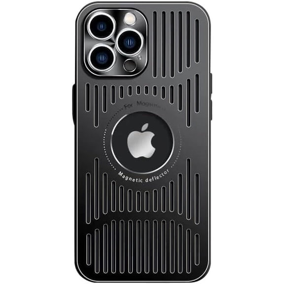 Designed for iPhone 14 Plus Case,[Compatible with ][Military Drop & Camera Lens Protection],Luxury Aluminum Alloy Heat Dissipation Logo View Shockproof Cover,Black