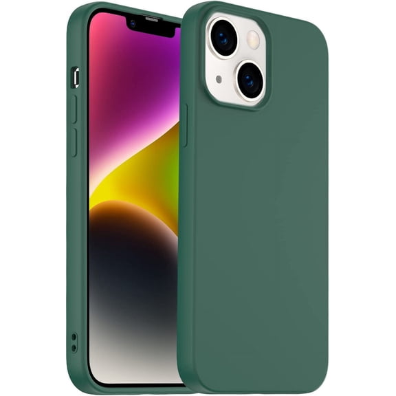 Designed for iPhone 14 Plus Case, Silicone Ultra Slim Shockproof Phone Case with Soft Anti-Scratch Microfiber Lining, [Enhanced Camera Protection] 6.7 inch (Pine Green)