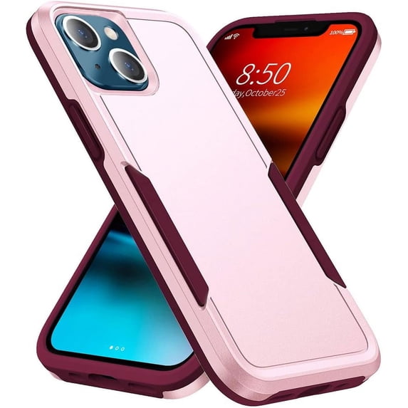 Entronix Heavy Duty Case Compatible with iPhone 14 Plus, Hybrid Hard Cover, Pink