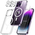 thumbnail image 1 of Designed for iPhone 14 Pro Case Clear, with 2 x Screen Protector and Camera Lens Protector [Not Yellowing] Protective Magnetic Case for iPhone 14 Pro 6.1 inch-Clear, 1 of 13
