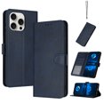 thumbnail image 1 of Designed for iPhone 14 Pro Case Wallet, Men Women Flip Folio Cover with PU Leather Stand Credit Card Holders Slots Wrist Strap Soft TPU Inner Phone Case for iPhone 14 Pro, Darkblue, 1 of 8