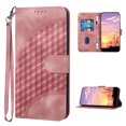 thumbnail image 1 of Designed for iPhone 14 Pro Case Wallet, Women Flip Folio Cover with Embossed PU Leather Stand Credit Card Holders Slots Wrist Strap Magnetic Closure Phone Case for iPhone 14 Pro, Pink, 1 of 7