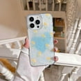 thumbnail image 1 of Designed for iPhone 14 Pro Drop glue Flower Case, Cute Bling Glitter Sparkle Clear with Design Soft Silicone TPU Rubber Floral Aesthetic Shockproof Anti-fall Phone Case for Women Girls,C, 1 of 7