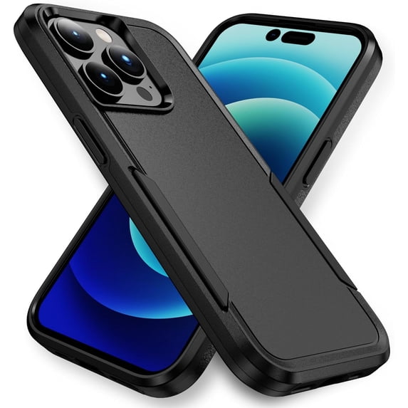 Entronix Heavy Duty Case Compatible with iPhone 14 Pro, Hybrid Hard Cover, Black