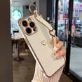 thumbnail image 1 of Designed for iPhone 14 Pro Max 6.7 inch Case,Luxury Plating Edge Love Hearts Pattern with Wristband Kickstand Camera Lens Protection,Soft Shockproof Cover for Girls Women,White, 1 of 6