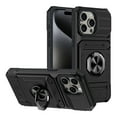 thumbnail image 1 of Designed for iPhone 14 Pro Max Card Holder Case with 360°Rotatable Ring Holder Kickstand,2-Layer Heavy Duty Shockproof Rugged Hybrid Hard PC Soft Rubber Case For iPhone 14 Pro Max, Black, 1 of 7